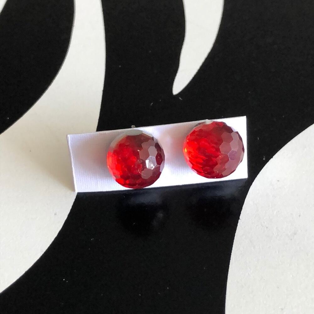 4 for $20 Round Red Stud Earrings